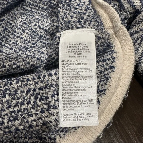 J.Crew Collection Textured Cotton Lady Jacket | NWT | M | Navy White | Fringe - Picture 12 of 15